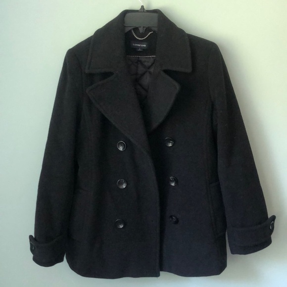Lands End Dark Gray Pea Coat - Picture 1 of 4